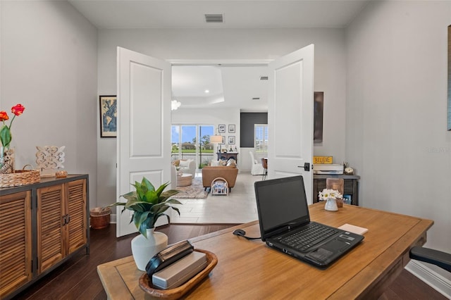 4407 Big Woods Way, Parrish, FL 34219 - office area with dark wood-style flooring and baseboards