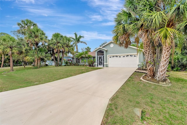 4322 Concert St, Port Charlotte, FL 33948 - view of front of home featuring concrete driveway, an attached garage, a front lawn, and stucco siding