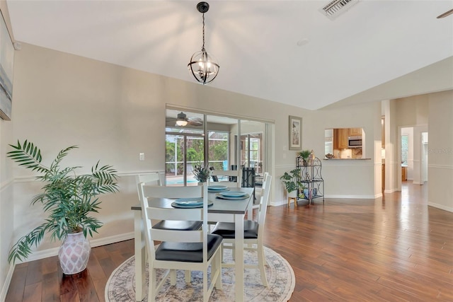 4322 Concert St, Port Charlotte, FL 33948 - dining area with wood finished floors, ceiling fan, lofted ceiling, and baseboards