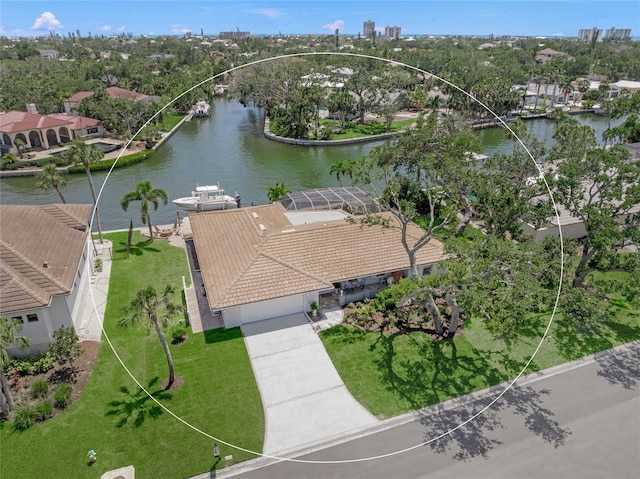 572 Commonwealth Ln, Sarasota, FL 34242 - aerial perspective of suburban area with a nearby body of water
