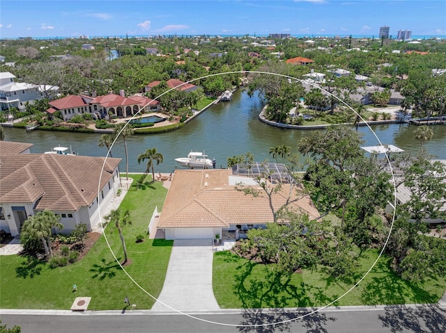 572 Commonwealth Ln, Sarasota, FL 34242 - aerial perspective of suburban area featuring a nearby body of water