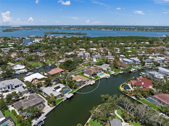 572 Commonwealth Ln, Sarasota, FL 34242 - aerial view of property's location featuring nearby suburban area and a large body of water