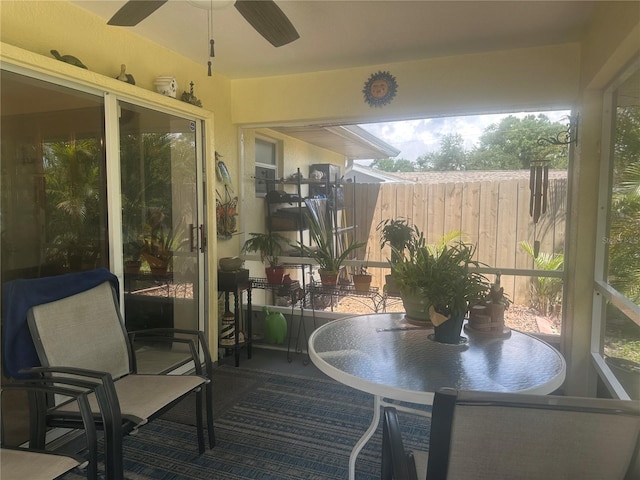 4027 Allure Ln, North Port, FL 34287 - sunroom featuring ceiling fan