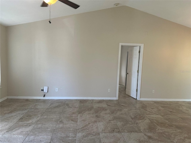 4027 Allure Ln, North Port, FL 34287 - empty room featuring ceiling fan, lofted ceiling, and a smoke detector