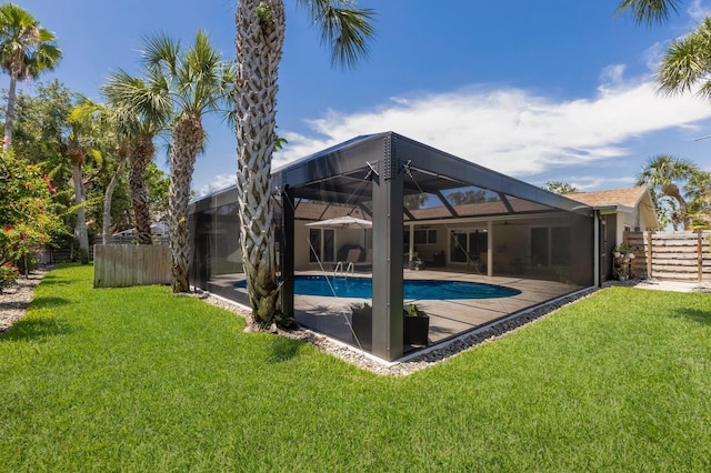 5581 Shadow Lawn Dr, Sarasota, FL 34242 - outdoor pool featuring a lanai and a patio area