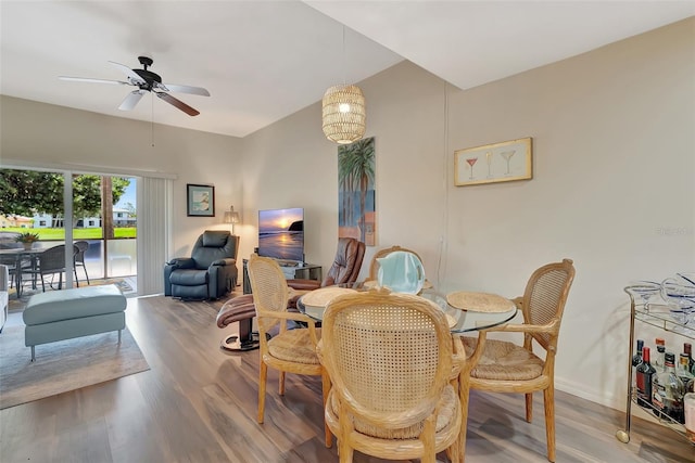 1216 Rio De Janeiro Ave Unit 306, Punta Gorda, FL 33983 - dining space featuring wood finished floors and a ceiling fan