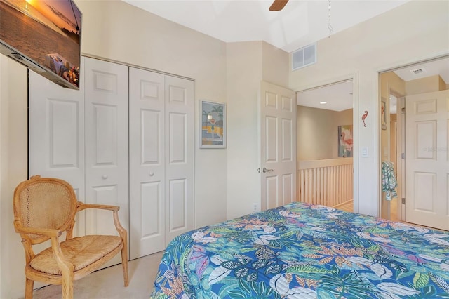 1216 Rio De Janeiro Ave Unit 306, Punta Gorda, FL 33983 - carpeted bedroom featuring a closet and a ceiling fan