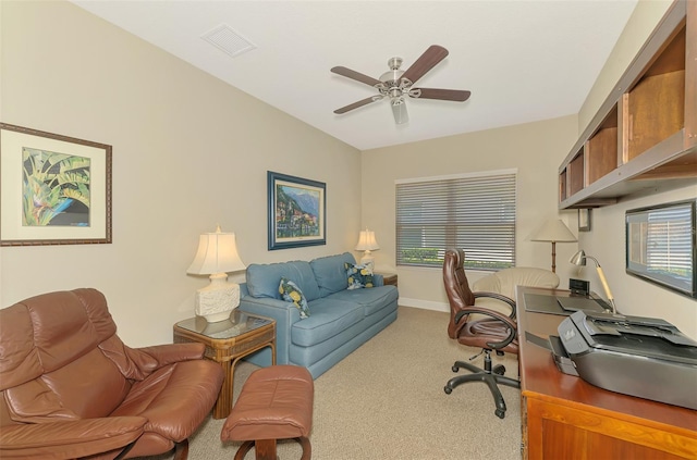 12229 Stuart Dr, Venice, FL 34293 - office space with carpet flooring, a ceiling fan, and baseboards