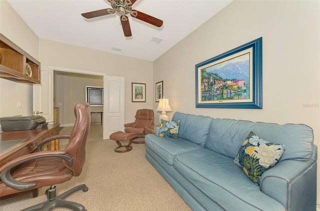 12229 Stuart Dr, Venice, FL 34293 - carpeted home office with ceiling fan