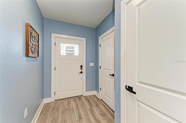 8940 Royal River Cir, Parrish, FL 34219 - doorway to outside featuring light wood finished floors and baseboards