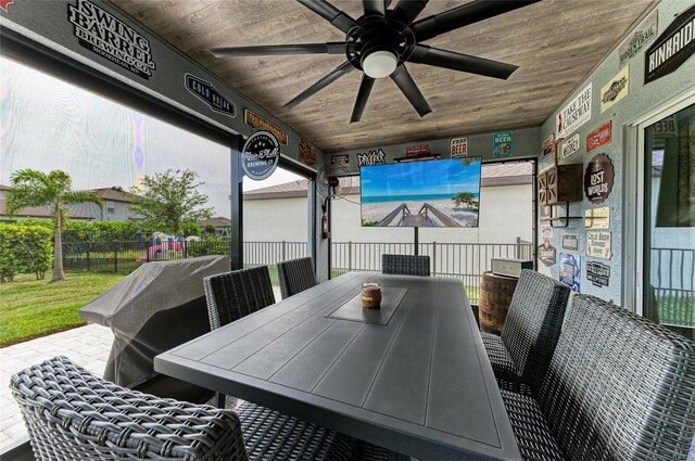 8940 Royal River Cir, Parrish, FL 34219 - view of patio / terrace featuring a ceiling fan and outdoor dining space