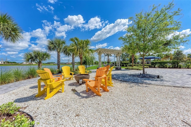 8940 Royal River Cir, Parrish, FL 34219 - view of play area featuring an outdoor fire pit and a pergola