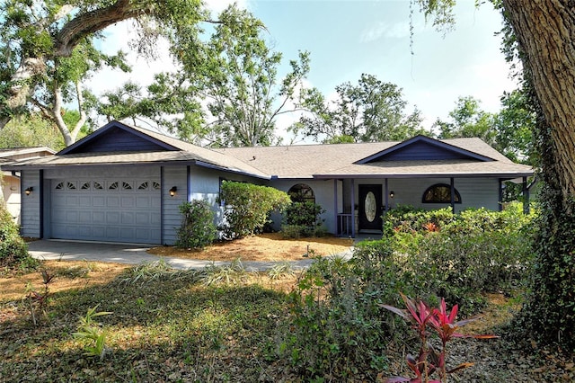 4137 Woodview Dr, Sarasota, FL 34232 - ranch-style house featuring an attached garage, concrete driveway, and roof with shingles