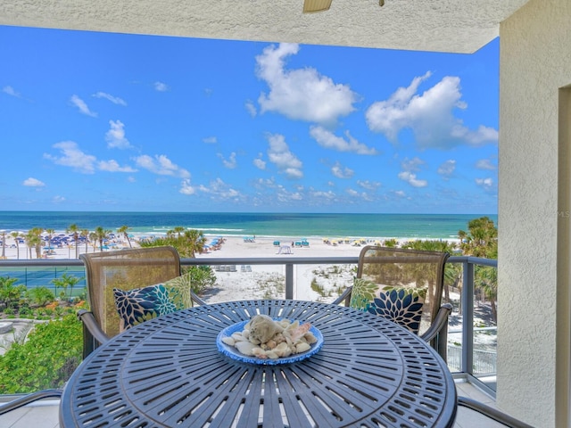 6512 Midnight Pass Rd Unit 301, Sarasota, FL 34242 - balcony featuring view of water and beach and cooling unit