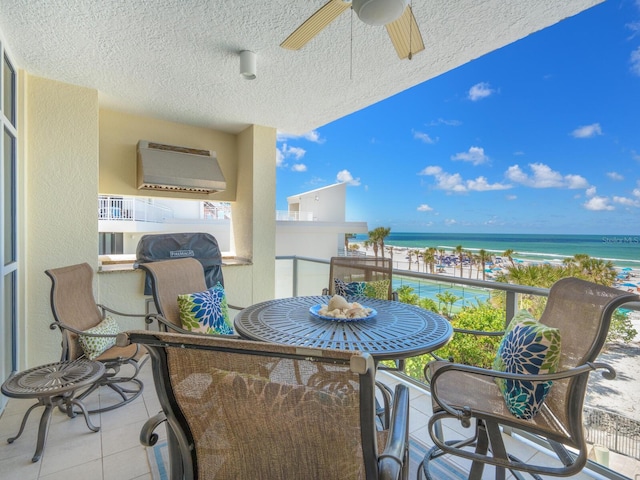 6512 Midnight Pass Rd Unit 301, Sarasota, FL 34242 - balcony featuring ceiling fan and a water view