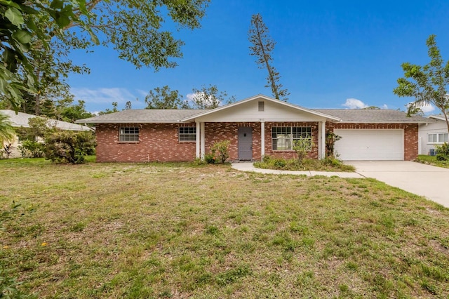 7803 2nd Ave W, Bradenton, FL 34209 - single story home with a garage, concrete driveway, a front lawn, and brick siding