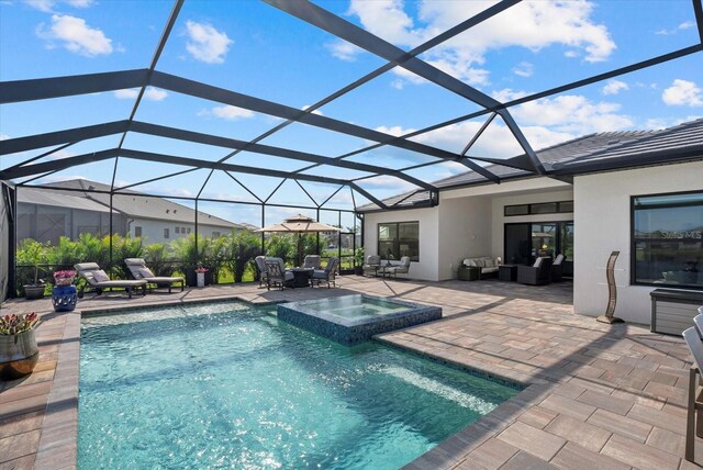 8982 Baroque Ter, Sarasota, FL 34240 - view of pool with outdoor lounge area, a patio area, and a lanai