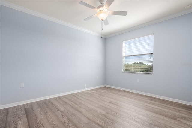 17118 Vardon Ter Unit 404, Bradenton, FL 34211 - empty room featuring light wood-style flooring, ornamental molding, baseboards, and a ceiling fan
