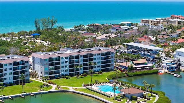 8897 Midnight Pass Rd Unit 407, Sarasota, FL 34242 - aerial view of a nearby body of water and a pool