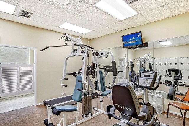 8897 Midnight Pass Rd Unit 407, Sarasota, FL 34242 - gym with a drop ceiling and carpet