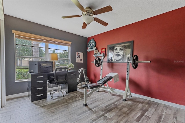 5618 Sheer Bliss Loop, Land O Lakes, FL 34639 - home office featuring wood finished floors, ceiling fan, and baseboards