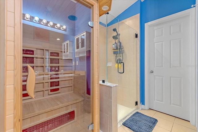 5618 Sheer Bliss Loop, Land O Lakes, FL 34639 - full bathroom featuring a sauna, tile patterned floors, and a shower stall