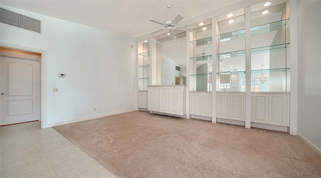 5566 Avellino Pl, Sarasota, FL 34238 - unfurnished room featuring light colored carpet, ceiling fan, recessed lighting, baseboards, and light tile patterned floors