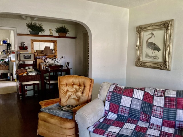 104 22nd Street Ct E, Bradenton, FL 34208 - living room with arched walkways and wood finished floors