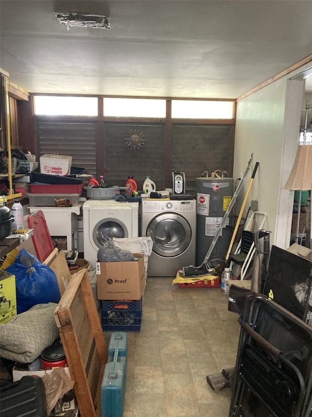 104 22nd Street Ct E, Bradenton, FL 34208 - garage featuring washing machine and dryer and electric water heater