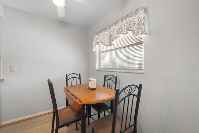 2503 Beneva Rd Unit 7, Sarasota, FL 34232 - dining room featuring ceiling fan, light wood-style flooring, and baseboards