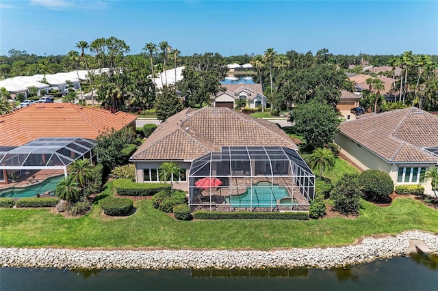 5205 88th St E, Bradenton, FL 34211 - aerial view of residential area featuring a large body of water and a pool area