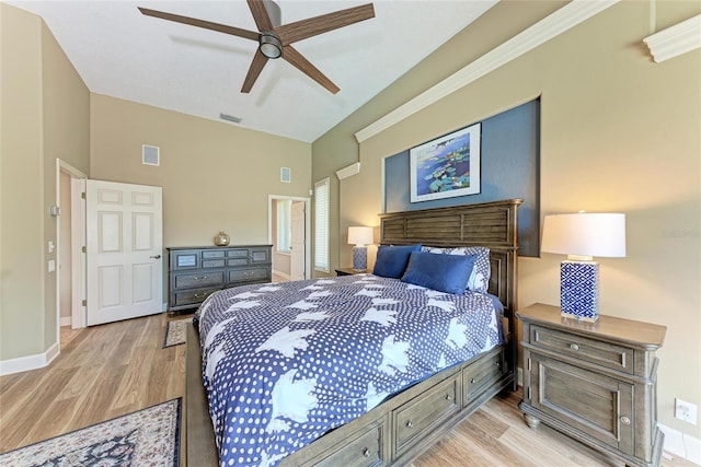5205 88th St E, Bradenton, FL 34211 - bedroom featuring light wood-style floors, baseboards, and ceiling fan