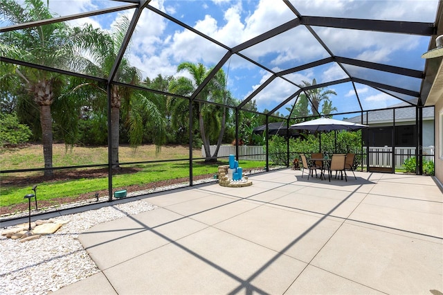 11794 Forest Park Cir, Bradenton, FL 34211 - view of patio / terrace with a lanai and outdoor dining area