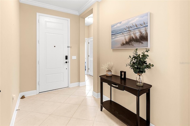 11794 Forest Park Cir, Bradenton, FL 34211 - foyer featuring crown molding, baseboards, and light tile patterned floors