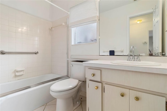 5062 White Oak Ct, Bradenton, FL 34207 - bathroom with toilet, vanity,  shower combination, and tile patterned flooring