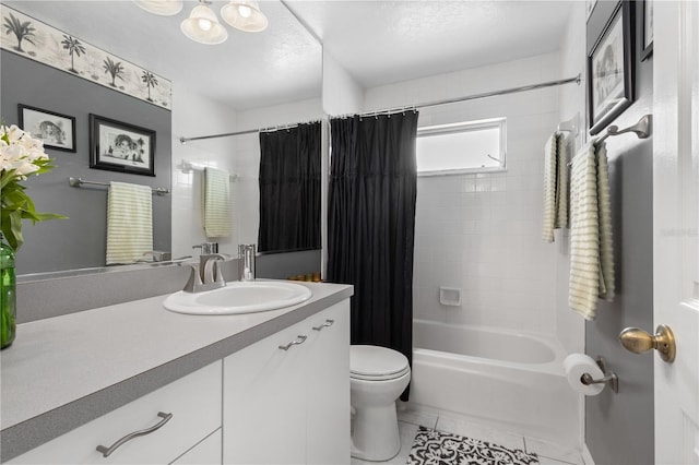 4222 Lanai Dr, Sarasota, FL 34241 - full bathroom featuring toilet, tile patterned flooring, vanity, and shower / bathtub combination with curtain