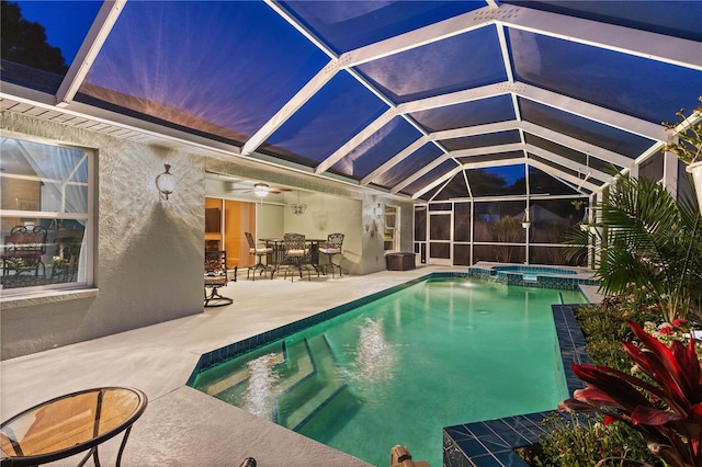 4222 Lanai Dr, Sarasota, FL 34241 - view of pool with a patio area, a lanai, a pool with connected hot tub, and outdoor dining space