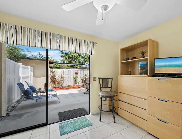 6110 Country Club Way Unit 102, Sarasota, FL 34243 - entryway featuring ceiling fan and light tile patterned floors
