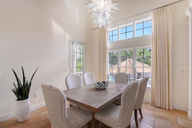 4108 Roberts Point Rd, Sarasota, FL 34242 - dining room with plenty of natural light, a chandelier, and baseboards