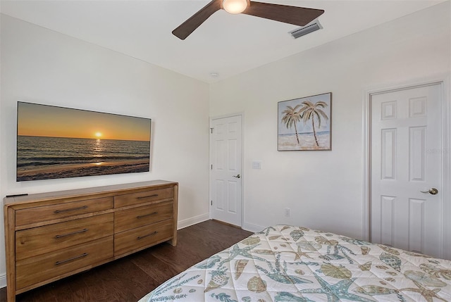 4108 Roberts Point Rd, Sarasota, FL 34242 - bedroom with dark wood-style floors, baseboards, and a ceiling fan
