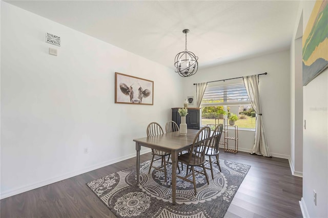 5020 Torrey Pines Run, Bradenton, FL 34211 - dining area featuring baseboards, a chandelier, and dark wood-type flooring