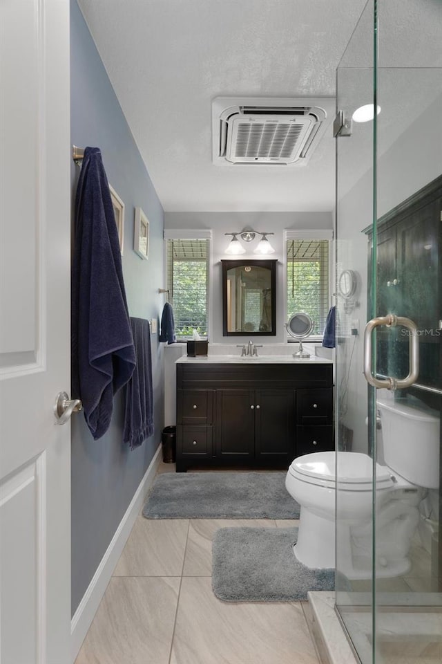 22063 Lake Lindsey Rd, Brooksville, FL 34601 - full bath featuring a wall mounted AC, toilet, vanity, and healthy amount of natural light