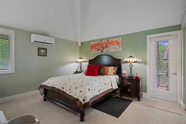 22063 Lake Lindsey Rd, Brooksville, FL 34601 - bedroom featuring a wall mounted AC, carpet, baseboards, and multiple windows