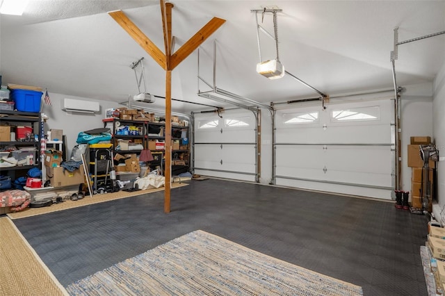 22063 Lake Lindsey Rd, Brooksville, FL 34601 - garage with a garage door opener and a wall mounted air conditioner