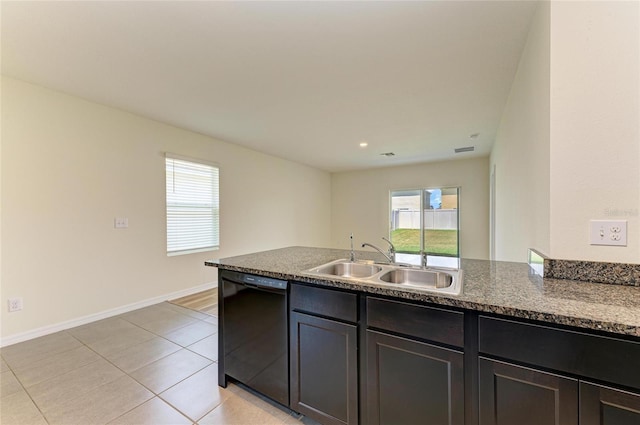 4206 Park Willow Ave, Palmetto, FL 34221 - kitchen featuring a sink, black dishwasher, a peninsula, and plenty of natural light