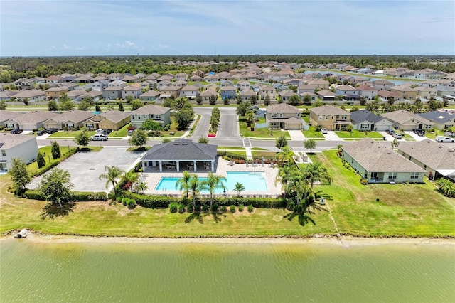 4206 Park Willow Ave, Palmetto, FL 34221 - aerial view of residential area featuring a pool area and a large body of water