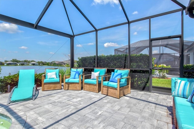 13849 Old Creek Ct, Parrish, FL 34219 - view of patio / terrace featuring a lanai and an outdoor hangout area