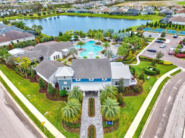 13849 Old Creek Ct, Parrish, FL 34219 - aerial view of residential area with a pool area and a large body of water