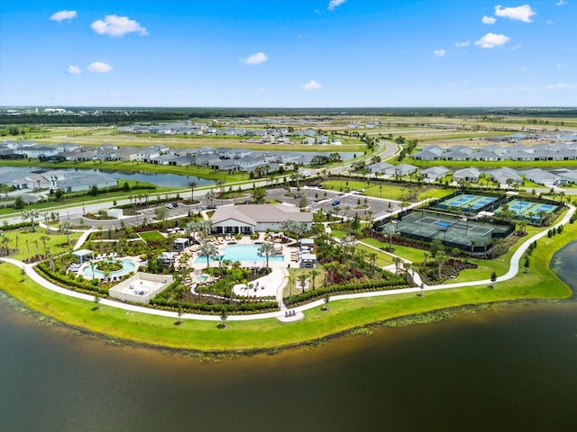 18317 Gulf Ranch Pl, Bradenton, FL 34211 - aerial view of residential area featuring a pool and a nearby body of water