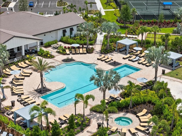 18317 Gulf Ranch Pl, Bradenton, FL 34211 - community pool with a gazebo and a patio area